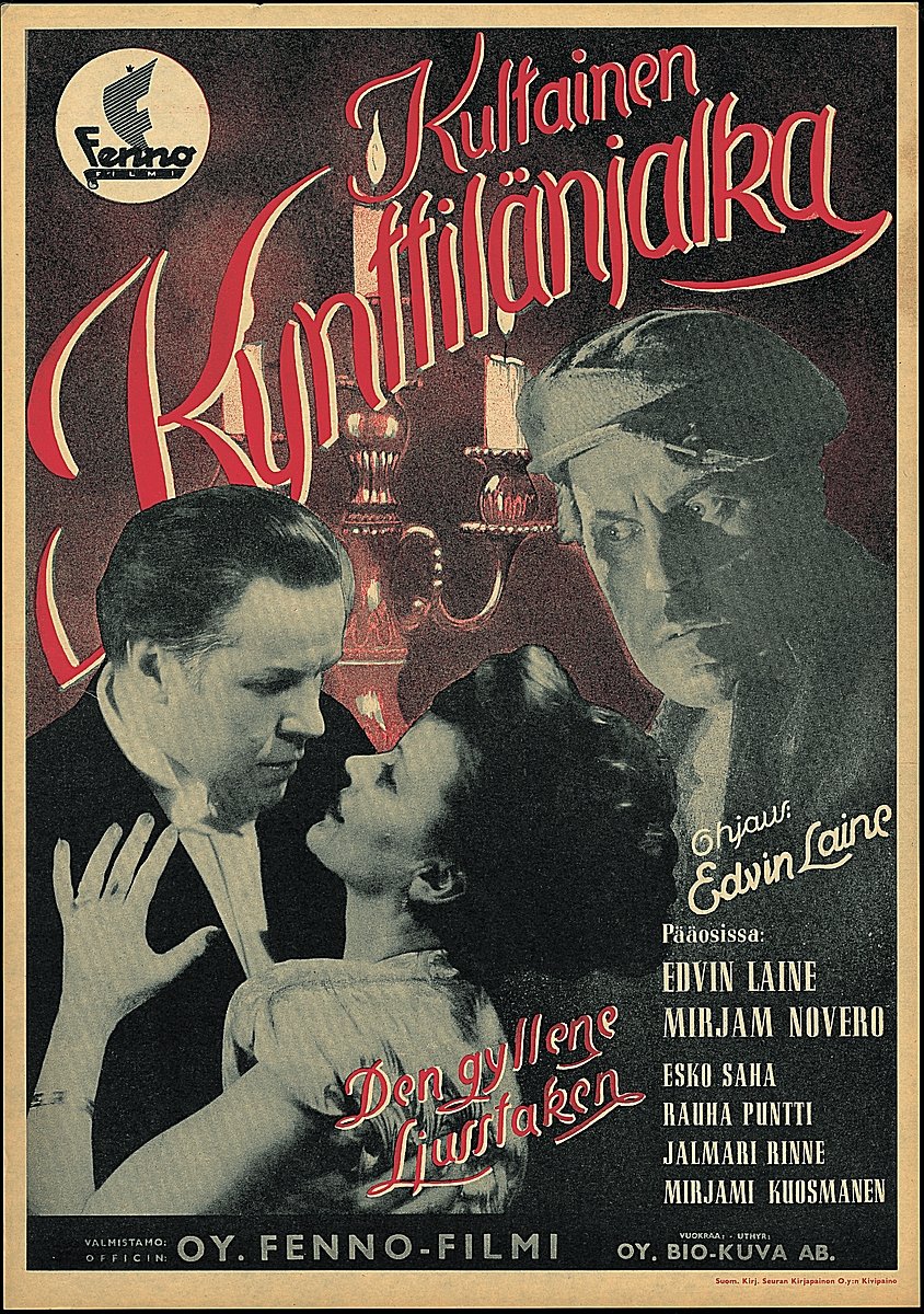 Kultainen kynttilänjalka poster